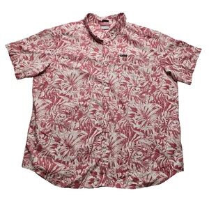 Columbia Regular Fit Tropical Print Button Shirt Red White Men’s XXL